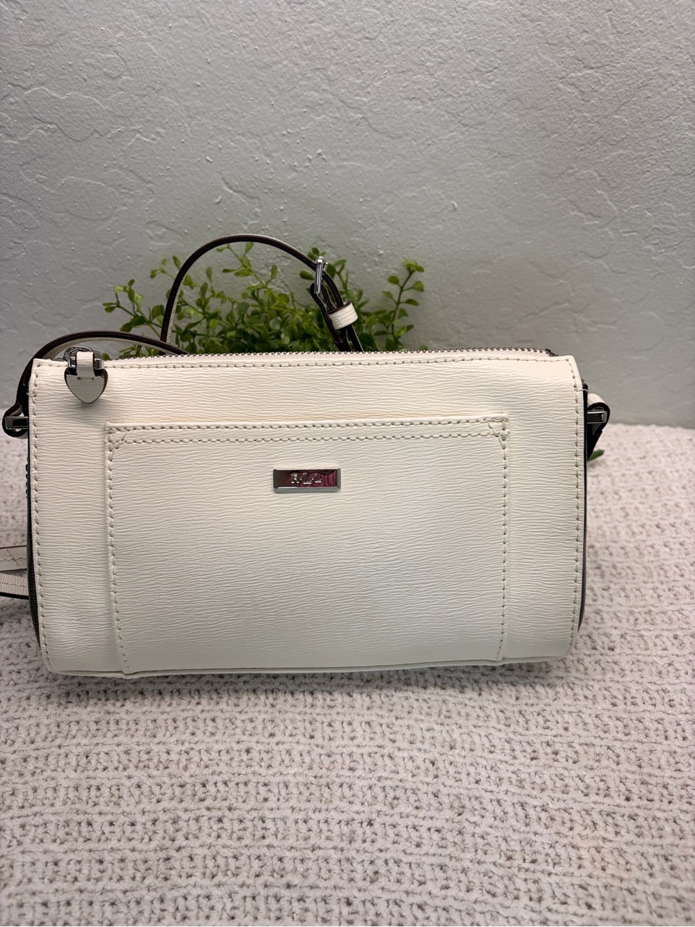 Lauren Ralph Lauren White Crossbody Bag with Dark Trim